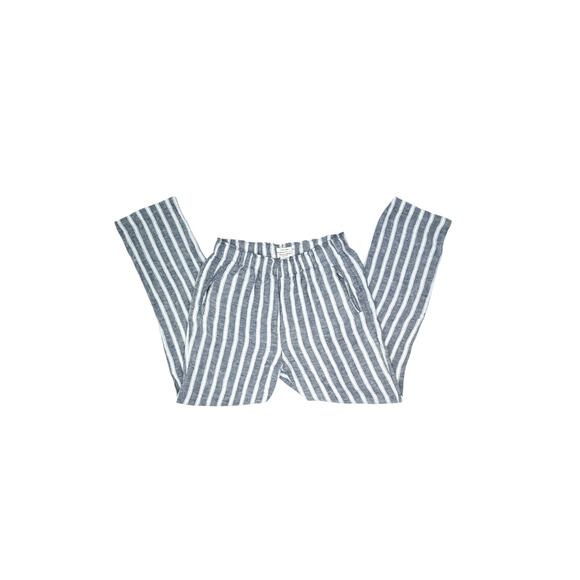 Christian Siriano Linen Wide Leg Blue/White Striped Pants - Picture 4 of 8